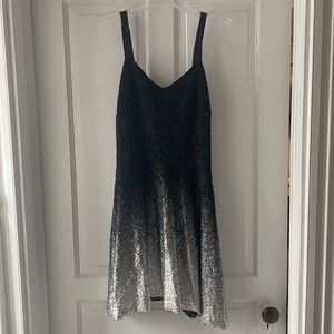 Free People Black Ombré Silver Foil Cocktail Dress